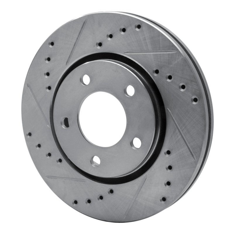 Chrysler Town & Country Brake Rotor (1) - Front Left - R1 Concepts - Drilled & Slotted - Silver - `01-`07